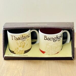 NEW 2014 Starbucks Set of 2‎ - 3 oz Demitasse Thailand and Bangkok - NIB